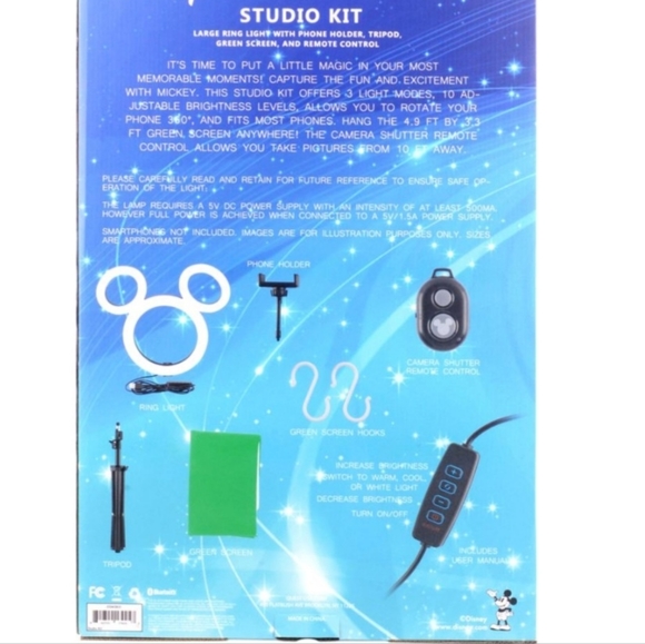 Disney Mickey Mouse Ring Light Studio Kit New - Picture 9 of 10